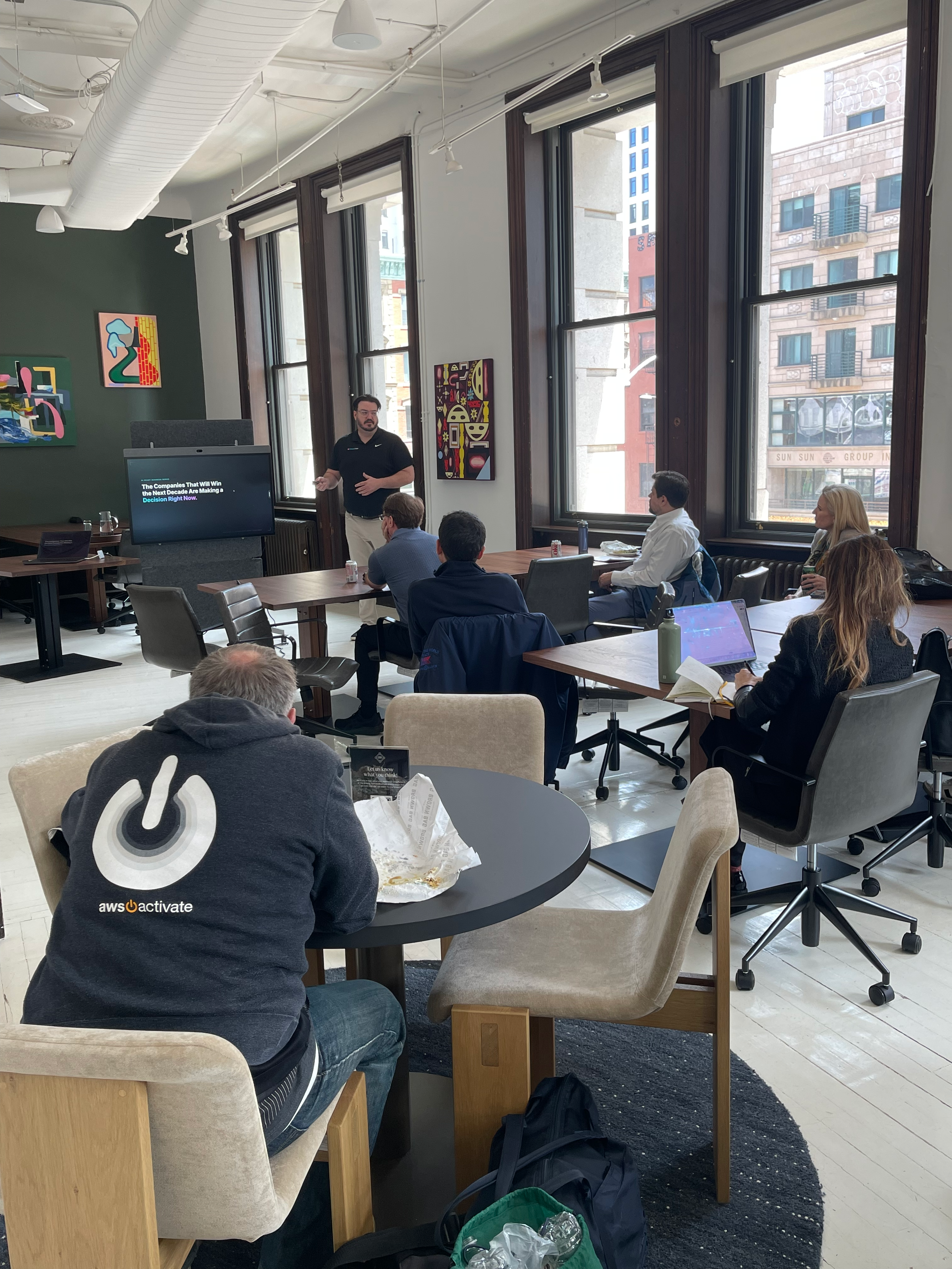Matt Mulcahy presenting at a speaking engagement in New York City